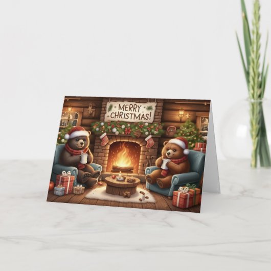 Kerst Beer Kerst wenskaarten. Feestdagen Kaart (Voorkant)