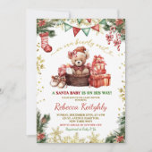 Kerst Beer Meisje Santa Baby shower Kaart (Voorkant)