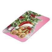 Kerst Beer met Cadeau en Boomdecoratie Magneet (Linkerzijde)