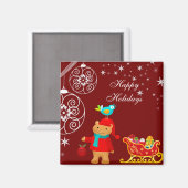 Kerst Beer met Sleigh Magnet (Voorkant / Achterkant)
