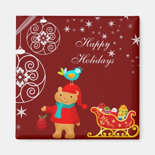 Kerst Beer met Sleigh Magnet (Voorkant)