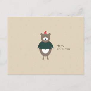 Kerst Beer Modern Flat Custom Color EDITABLE Feestdagenkaart
