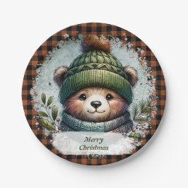 Kerst Beer Papieren Borden Papieren Bordje