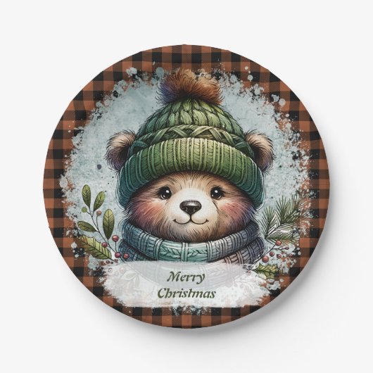 Kerst Beer Papieren Borden Papieren Bordje (Voorkant)