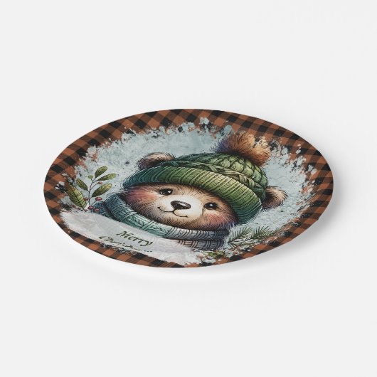 Kerst Beer Papieren Borden Papieren Bordje (Gekanteld)