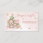 Kerst Beer Roze Baby shower Luier Raffle Kaart (Voorkant)