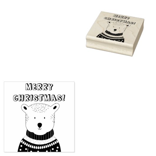 Kerst Beer Rubber Stamp Rubberstempel (Gestempeld)