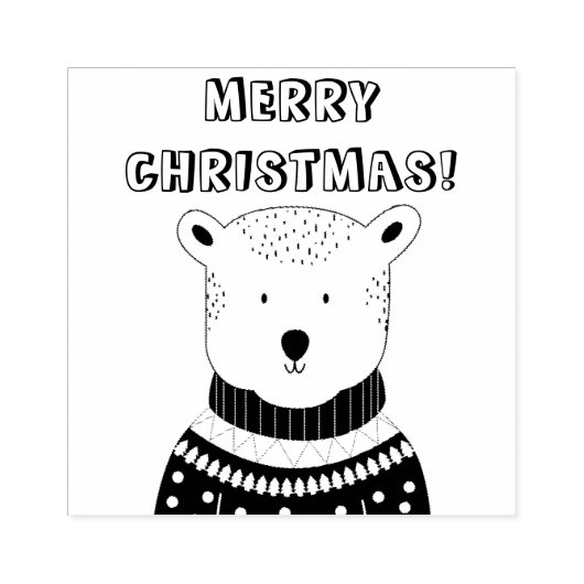 Kerst Beer Rubber Stamp Rubberstempel (Afrduk)