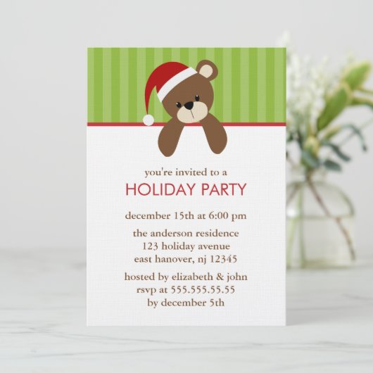 Kerst Beer Uitnodigingen (Staand voorkant)