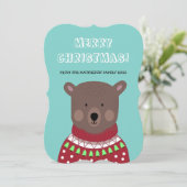 Kerst Beer Vakantie Groet Kaart (Staand voorkant)