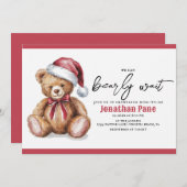Kerst Beer Waterverf Bearly Wait Baby shower Kaart (Voorkant / Achterkant)