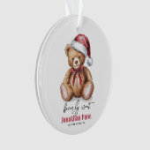 Kerst Beer Waterverf Bearly Wait Baby shower Ornament (voorkant)