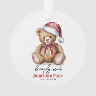 Kerst Beer Waterverf Bearly Wait Baby shower Ornament