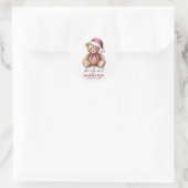 Kerst Beer Waterverf Bearly Wait Baby shower Ronde Sticker (Tas)