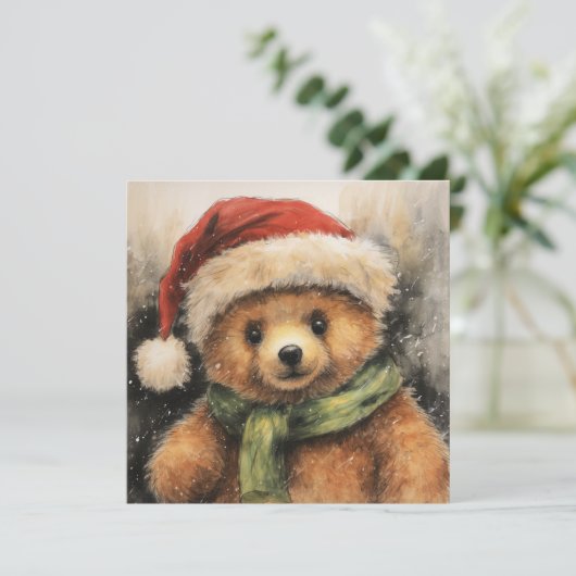 Kerst Beer Wenskaart Feestdagenkaart (Staand voorkant)