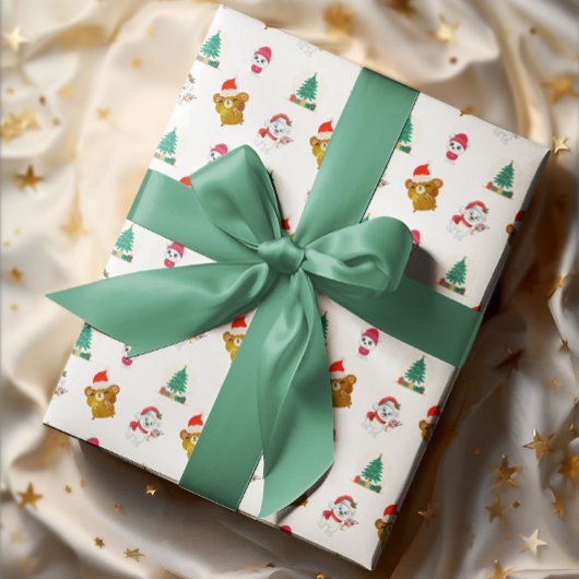 Kerst Beer Wrapping Papier set van 3 Inpakpapier Vel