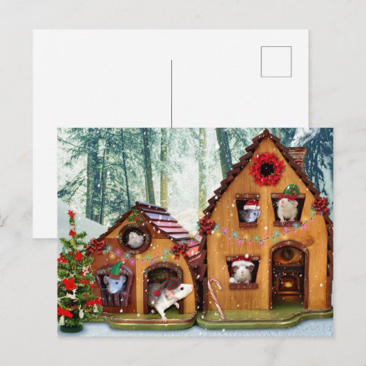 Kerst beestjes thuis voor het feestdagen briefkaar (Voorkant / Achterkant)