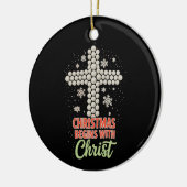 Kerst begint met Christelijke kerstmis Keramisch Ornament (Links)