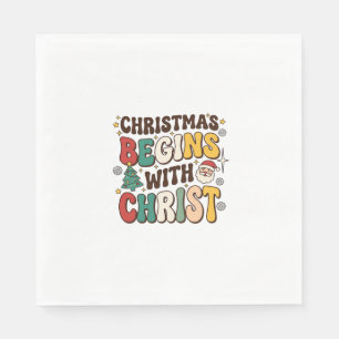 Kerst begint met Christus Kerstboomontwerp Servet