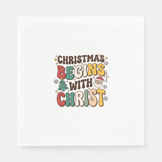 Kerst begint met Christus Kerstboomontwerp Servet (Voorkant)