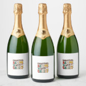 Kerst begint met Christus Kerstboomontwerp Sparkling Wijnetiket (Flessen)