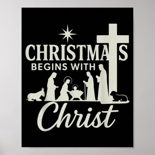 Kerst begint met Christus Pjs Pyjama Volwassene Poster (Voorkant)