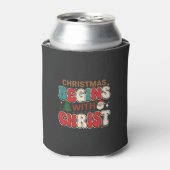 Kerst begint met Christus Retro Kerstman Blikjeskoeler (Blikje Voorkant)