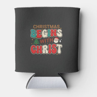 Kerst begint met Christus Retro Kerstman Blikjeskoeler