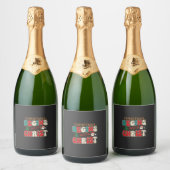 Kerst begint met Christus Retro Kerstman Sparkling Wijnetiket (Flessen)