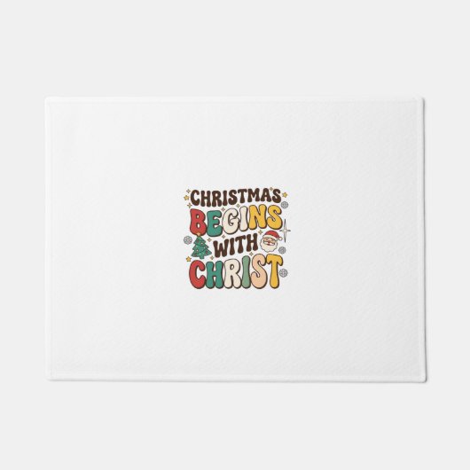 Kerst begint met Christus Santa Boom Ontwerp Deurmat (Voorkant)