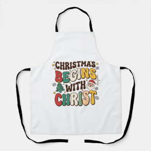 Kerst begint met Christus Santa Boom Ontwerp Schort