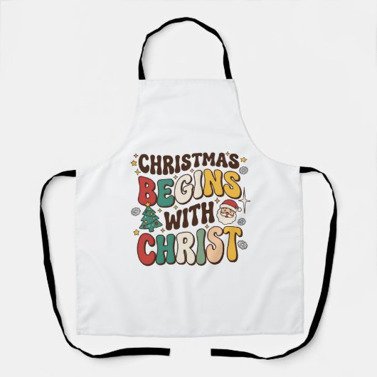 Kerst begint met Christus Santa Boom Ontwerp Schort (Voorkant)