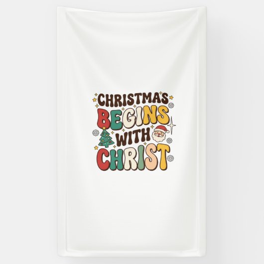 Kerst begint met Christus Santa Boom Ontwerp Spandoek (Verticaal)