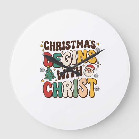 Kerst begint met Christus Santa Boomontwerp Grote Klok (Voorkant)