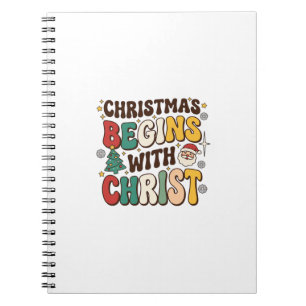 Kerst begint met Christus Santa Boomontwerp Notitieboek