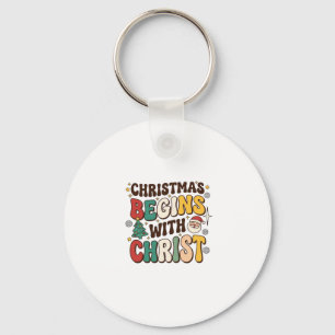 Kerst begint met Christus Santa Boomontwerp Sleutelhanger