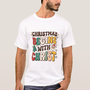 Kerst begint met Christus Santa Boomontwerp T-shirt