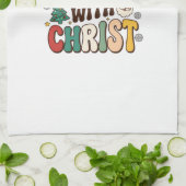 Kerst begint met Christus Santa Boomontwerp Theedoek (Gevouwen)