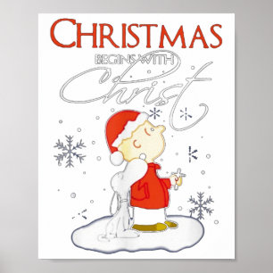 Kerst begint met Christus Xmas Cadeau Vakantie Cos Poster