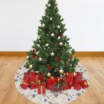 Kerst beige blauw gebreide winter draag nordic kerstboom rok<br><div class="desc">Beige nordic style achtergrond met een motief in beige,  blauw en wit van gebreide wanten,  sokken en beany's.</div>