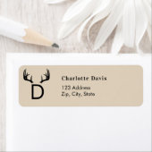 Kerst beige gewei monogram retouradres etiket (Insitu)