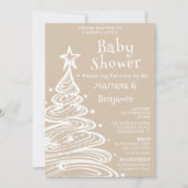 Kerst Beige Neutral Couples Baby shower Kaart (Voorkant)