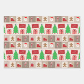Kerst Beige Vierkante Patronen Papier Bladen Inpakpapier Vel (Voorkant 2)