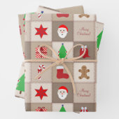 Kerst Beige Vierkante Patronen Papier Bladen Inpakpapier Vel (In situ)