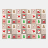 Kerst Beige Vierkante Patronen Papier Bladen Inpakpapier Vel (Voorkant)