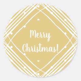 Kerst Beige Vrolijk Kerstfeest Ronde Sticker