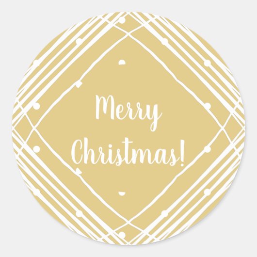 Kerst Beige Vrolijk Kerstfeest Ronde Sticker (Voorkant)