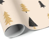 Kerst Beige Winter Tree Wrapping Paper Cadeaupapier (Rol Hoek)
