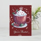 Kerst Beker van Hot Chocolate Holiday Party Rood Kaart (Staand voorkant)