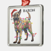 KERST BELGISCHE MALINOIS HONDENLAMPEN METALEN ORNAMENT (Links)